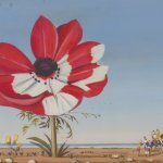 Anemone rosso, 1955, olio su tavola